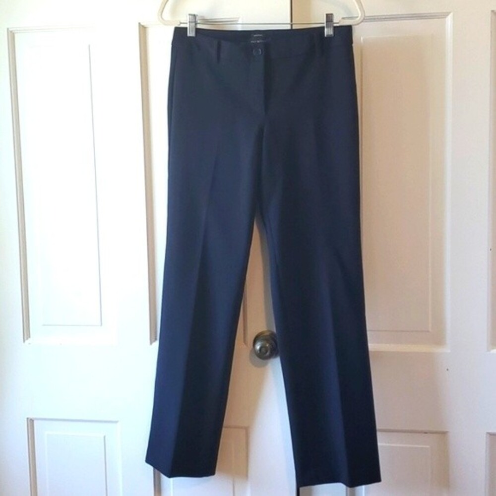 TALBOTS SIGNATURE FIT NAVY BLUE STRAIGHT LEG PANTS OFFICE WORK STRETCH SIZE 4